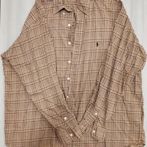 Polo Ralph Lauren Men's Tan Plaid Button Down Shirt
